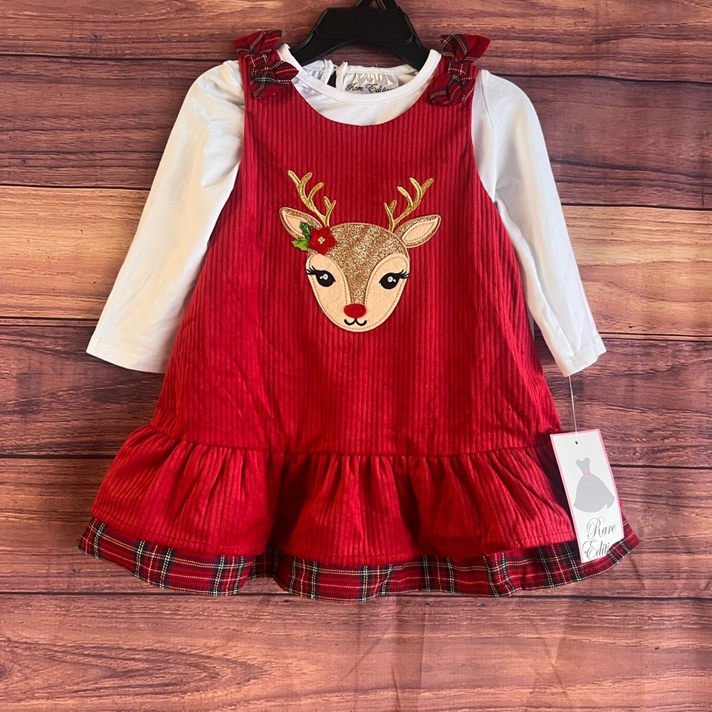 Christmas Rare Editions Baby Girls Plaid Dress Set size 18 months